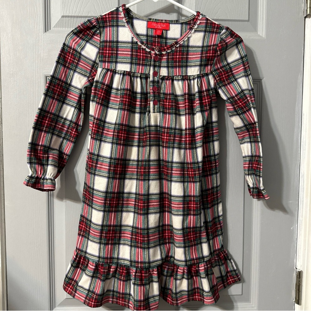Family Pajamas Red and Green Plaid Kids Nightgown